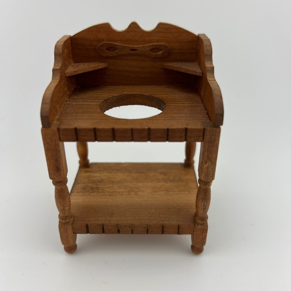 Vintage Dollhouse‎ Miniature Wooden Wash Stand Chamber Pot Table Reeve 1972